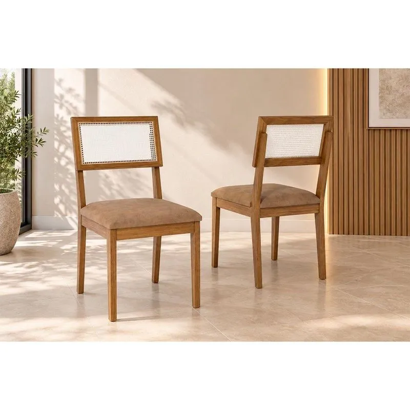 Cadeira Jantar Kit 2un Palmas Madeira/Kaki Cimol