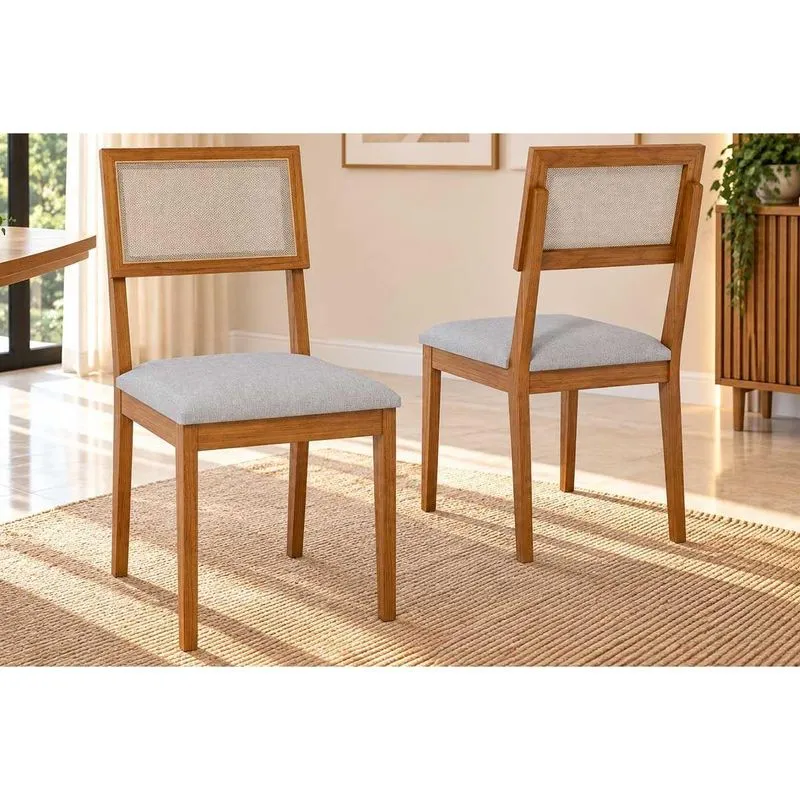 Cadeira Jantar Kit 2un Encanto Madeira/linho Cinza Cimol