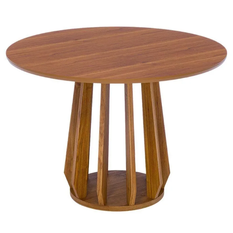 Mesa de Jantar Pitanga 4 Lugares Redonda Tampo MDF 109cm Cinamomo Marrom Milani Movelaria