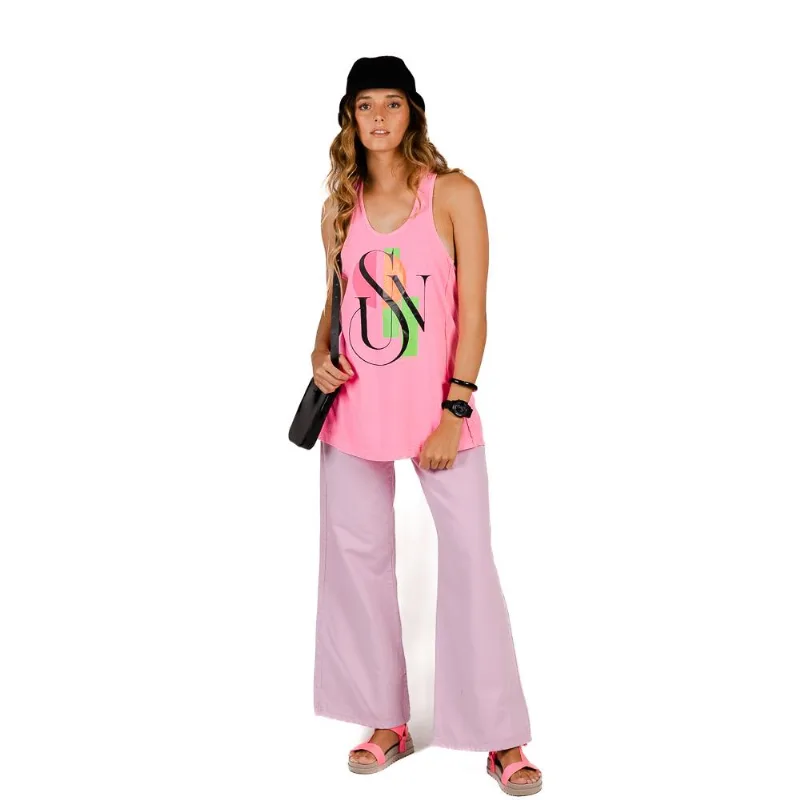 Calça sarja feminina wide leg Mormaii Rosa 40