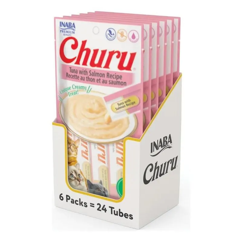 3x Kit 6 Unid Gatos Churu Atum E Salmão 14g X 4 = 56g