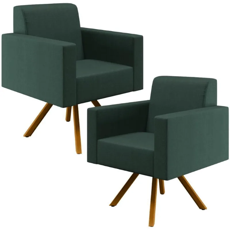 Kit 02 Poltronas Helô L02 Verde Musgo