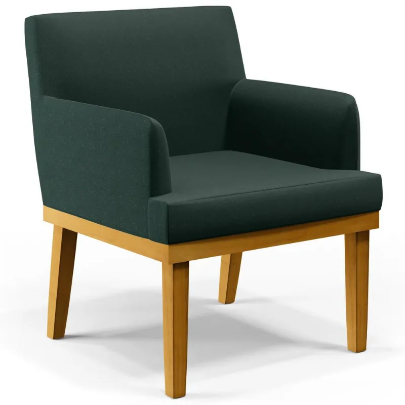 Poltrona Decorativa Para Sala de Estar e Recepção Beatriz W01 Linho Verde Musgo - Lyam Decor