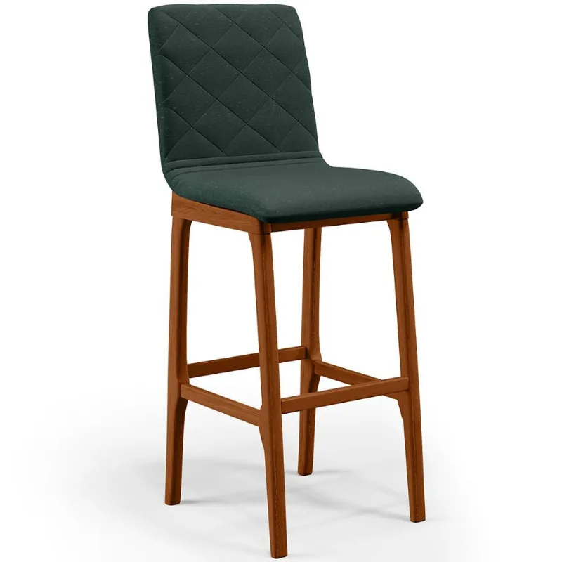Banqueta Alta Para Cozinha Sala de Jantar Fixa Zoe B04 Linho Verde Musgo - Lyam Decor