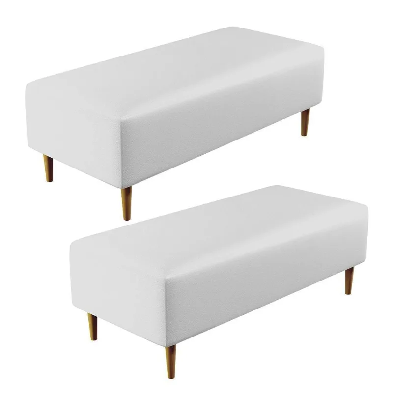 Kit 02 Puffs Bali W01 Pés Palito 120x50 Cm Corano Branco