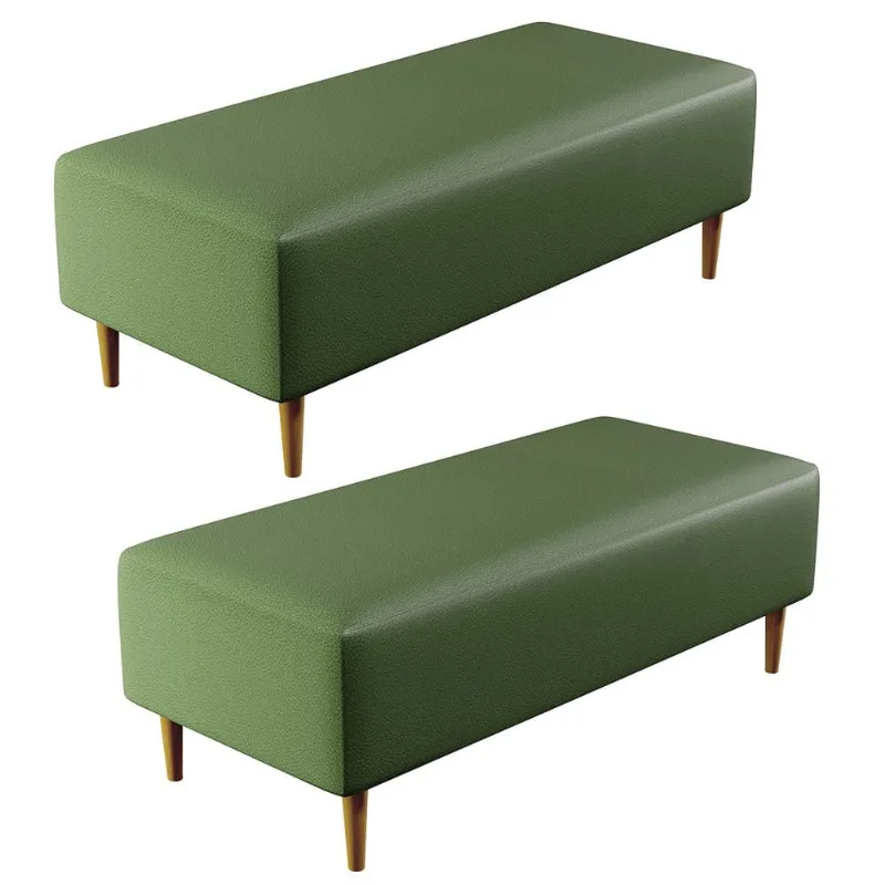 Kit 02 Puffs Decorativos Sala Estar Bali W01 Pés Palito 120x50cm Facto Verde Musgo - Lyam Decor