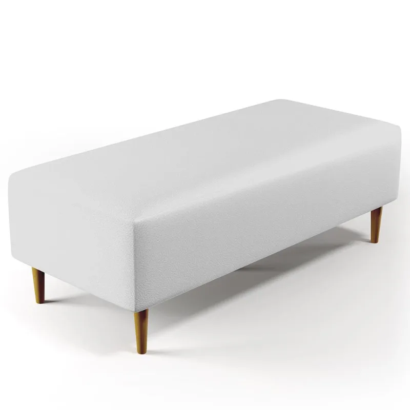 Puff Decorativo Sala de Estar Bali W01 Pés Palito 120x50 cm Corano Branco - Lyam Decor