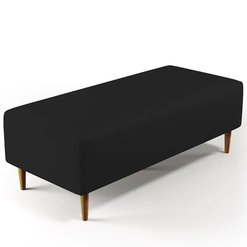Puff Decorativo Sala de Estar Bali W01 Pés Palito 120x50 cm Corano Preto - Lyam Decor