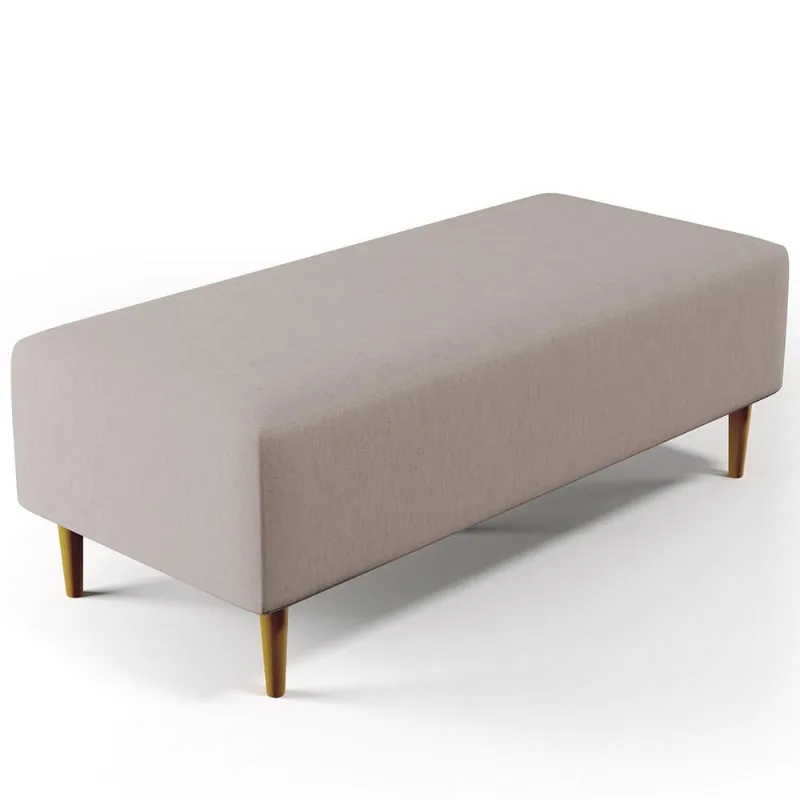 Puff Decorativo Sala de Estar Bali W01 Pés Palito 120x50 cm Linho Bege - Lyam Decor