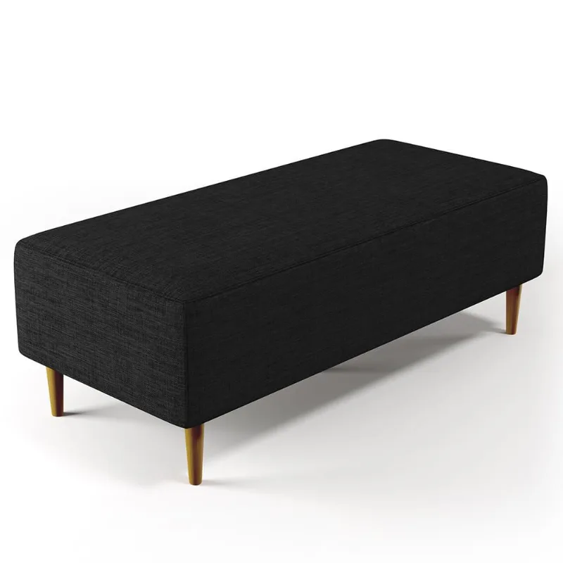 Puff Decorativo Sala de Estar Bali W01 Pés Palito 120x50 cm Linho Chumbo - Lyam Decor