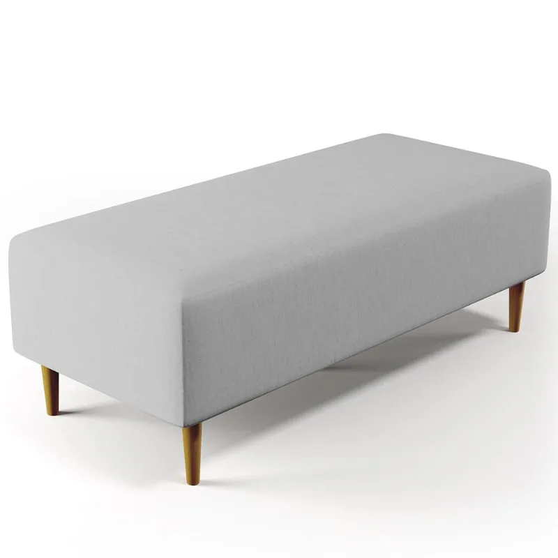 Puff Decorativo Sala de Estar Bali W01 Pés Palito 120x50 cm Linho Cinza - Lyam Decor