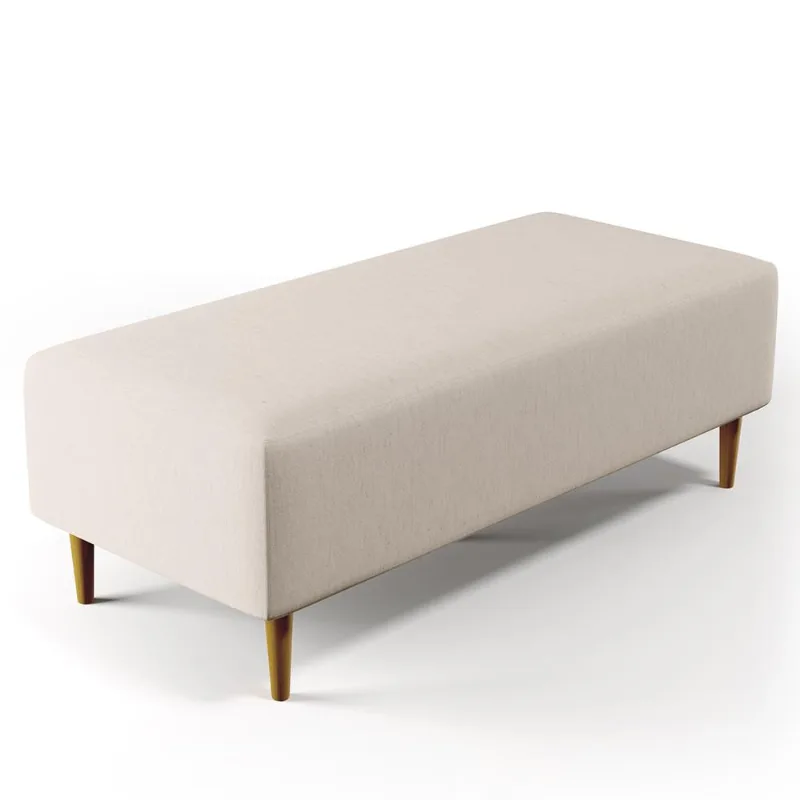 Puff Decorativo Sala de Estar Bali W01 Pés Palito 120x50 cm Linho Cru - Lyam Decor
