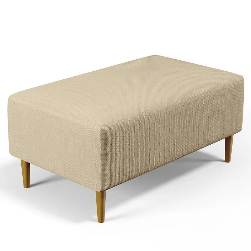 Puff Sala De Estar Cléo Pés Palito 90 Cm Linho Bege Escuro