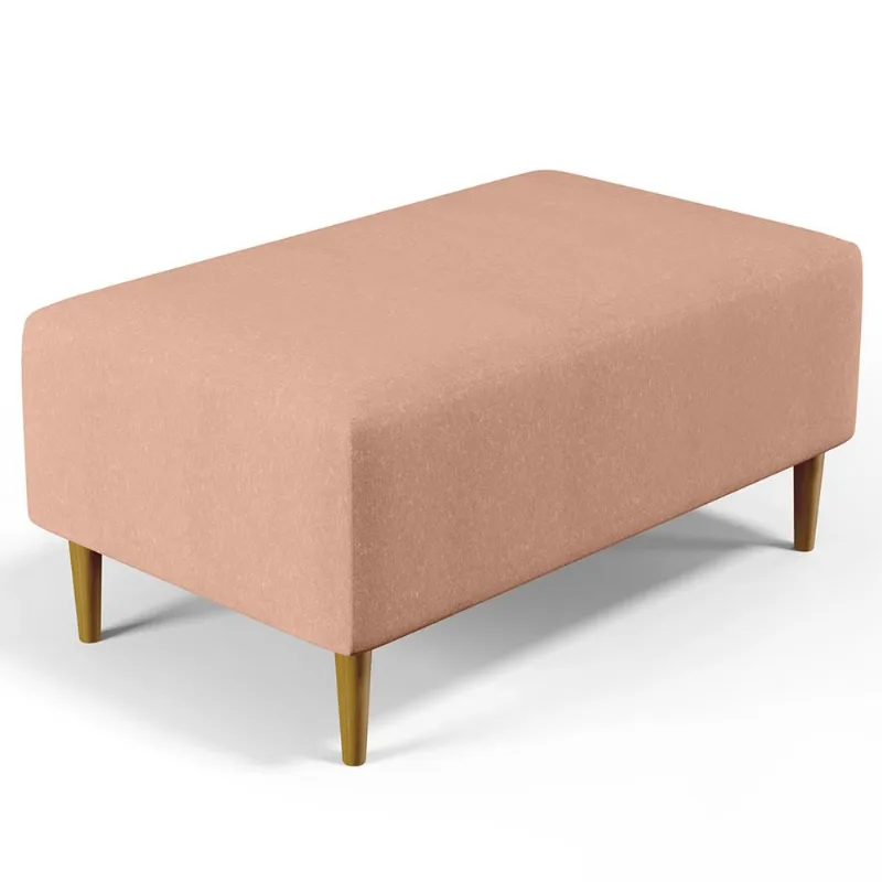 Puff Decorativo Sala de Estar Cléo W01 Pés Palito 90 cm Linho Rosê - Lyam Decor