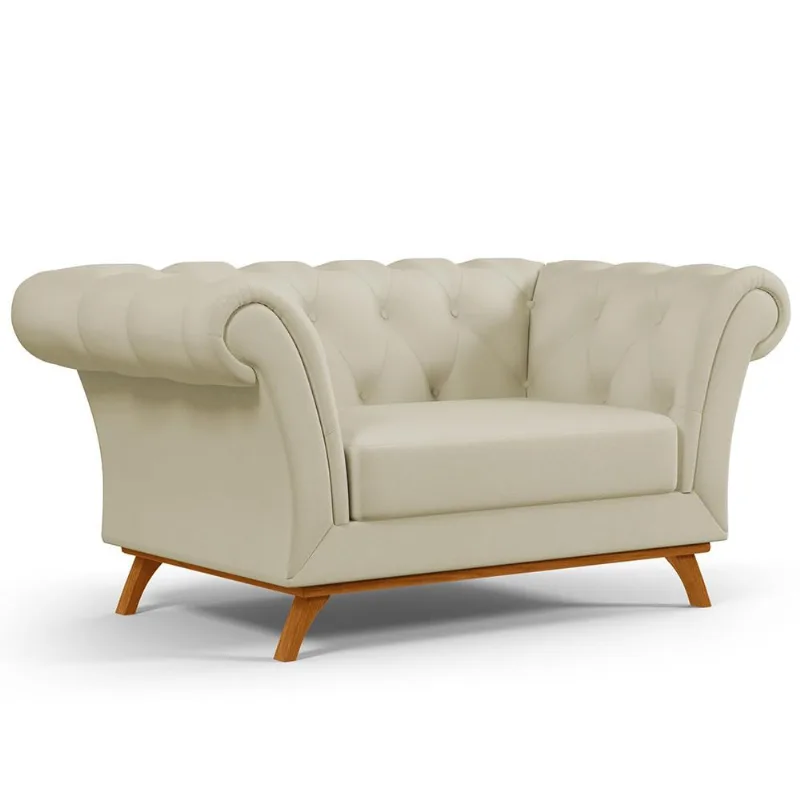 Sofá 2 Lugares Para Sala de Estar Império 150 cm D02 Corano Bege C-26 - Lyam Decor