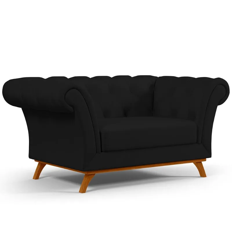 Sofá 2 Lugares Para Sala de Estar Império 150 cm D02 Corano Preto C-05 - Lyam Decor - Lyam Decor