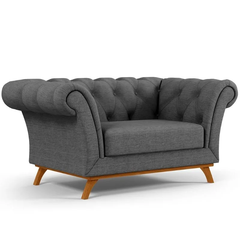 Sofá 2 Lugares Império 150 Cm Cinza Escuro C-416 - Lyam Decor