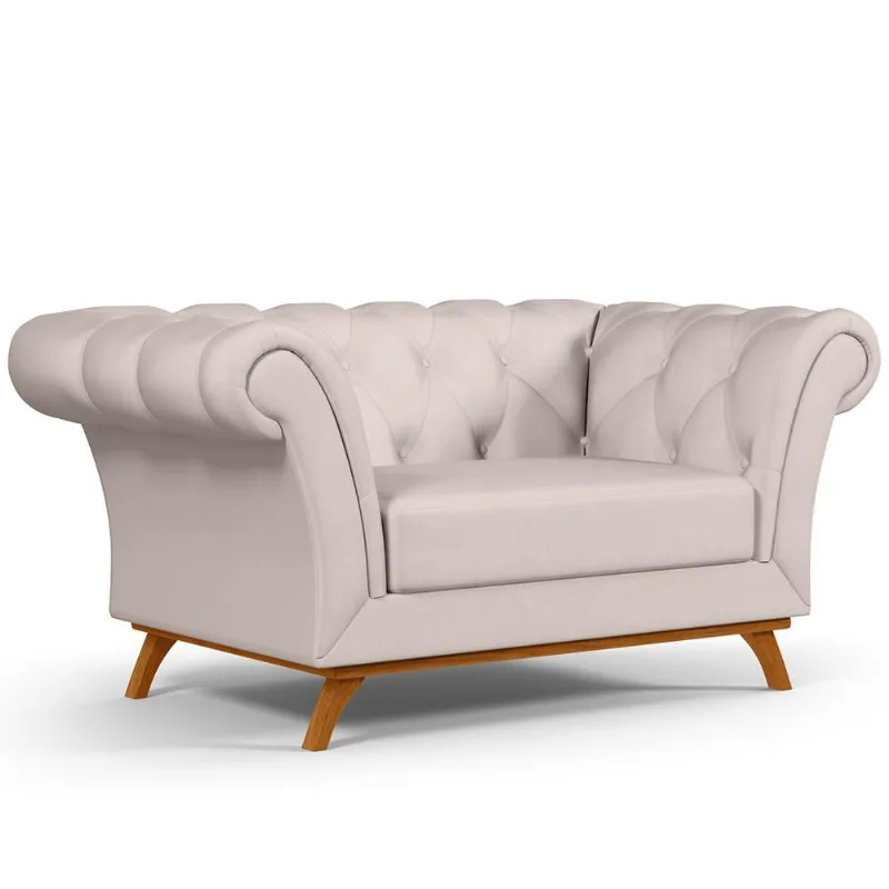 Sofá 2 Lugares Para Sala de Estar Império 150 cm D02 Veludo Bege C-309 - Lyam Decor - Lyam Decor