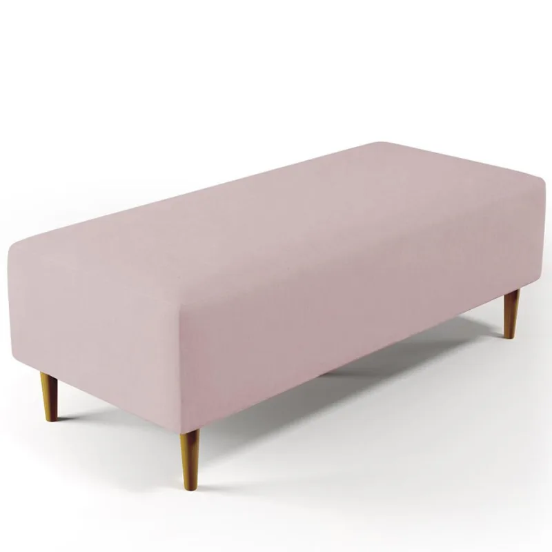 Puff Decorativo Sala de Estar Bali W01 Pés Palito 120x50 cm Suede Rosê - Lyam Decor