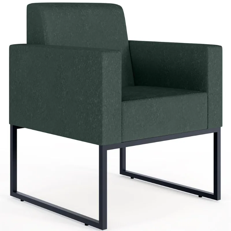 Poltrona Decorativa Para Sala E Recepção Base Fixa De Metal Helô L02 Linho Verde Musgo - Lyam Decor
