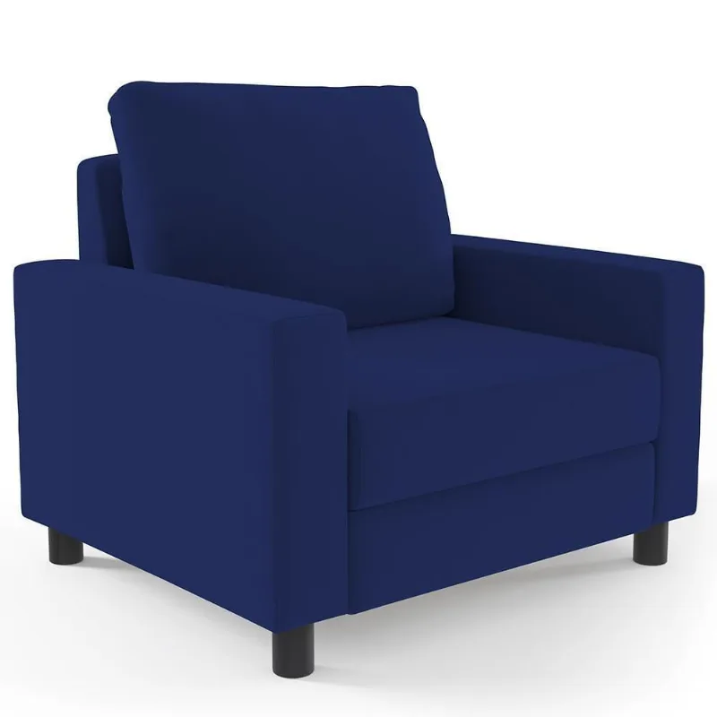 Poltrona Malta Suede Azul Marinho