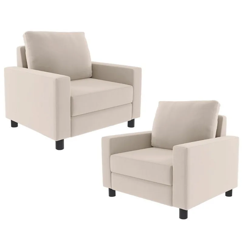 Kit 02 Poltronas Malta L02 Suede Bege