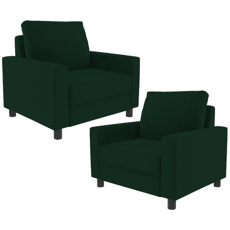 Kit 02 Poltronas Malta L02 Suede Verde Musgo