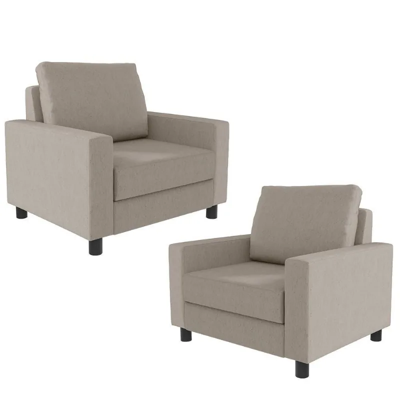 Kit 02 Poltronas Malta L02 Linho Bege