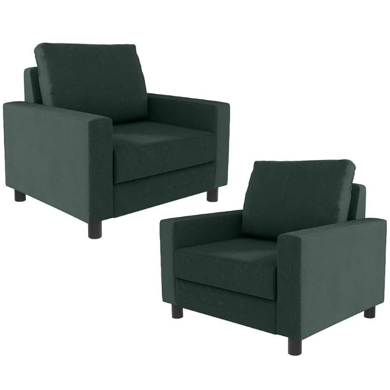 Kit 02 Poltronas Malta L02 Linho Verde Musgo