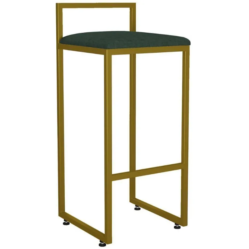 Banqueta Alta Para Cozinha Hanna L02 Dourado Verde Musgo - Lyam Decor