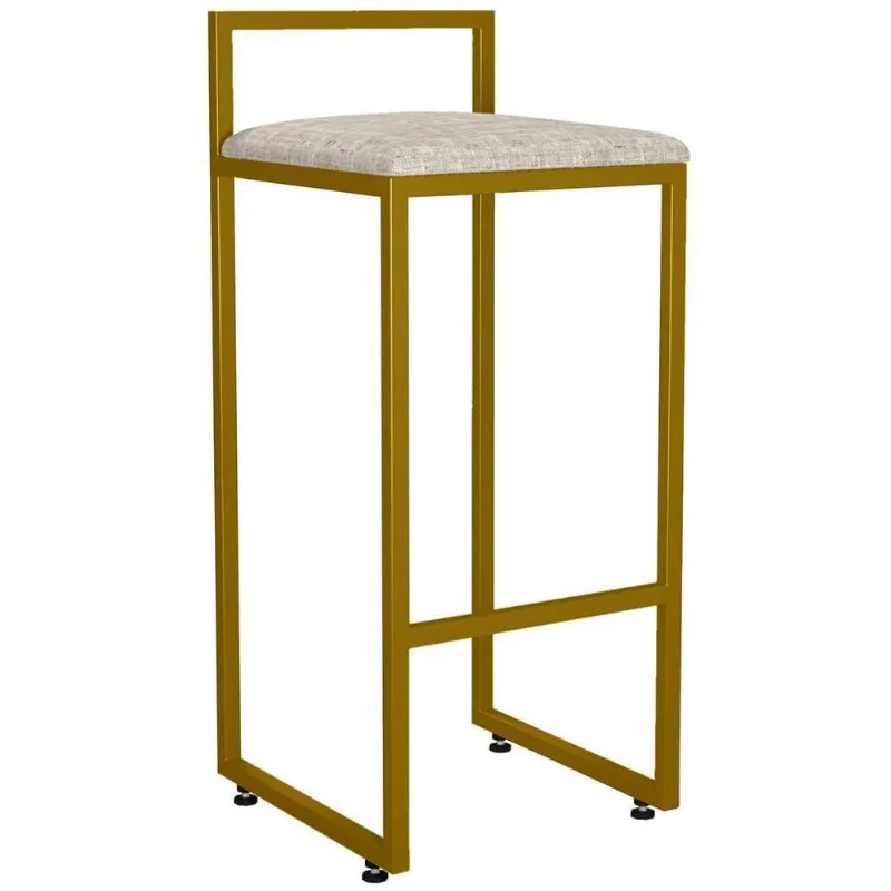 Banqueta Alta Cozinha De Jantar Hanna L02 Dourado Bege - Lyam Decor