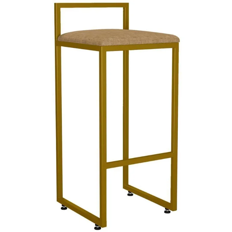 Banqueta Alta Cozinha Hanna L02 Dourado Bege Escuro - Lyam Decor