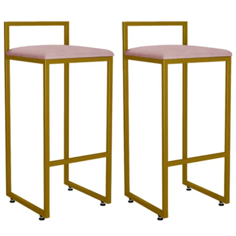 Kit 02 Banquetas Altas Para Cozinha Sala De Jantar Hanna L02 Dourado Suede Rosê - Lyam Decor - Lyam Decor