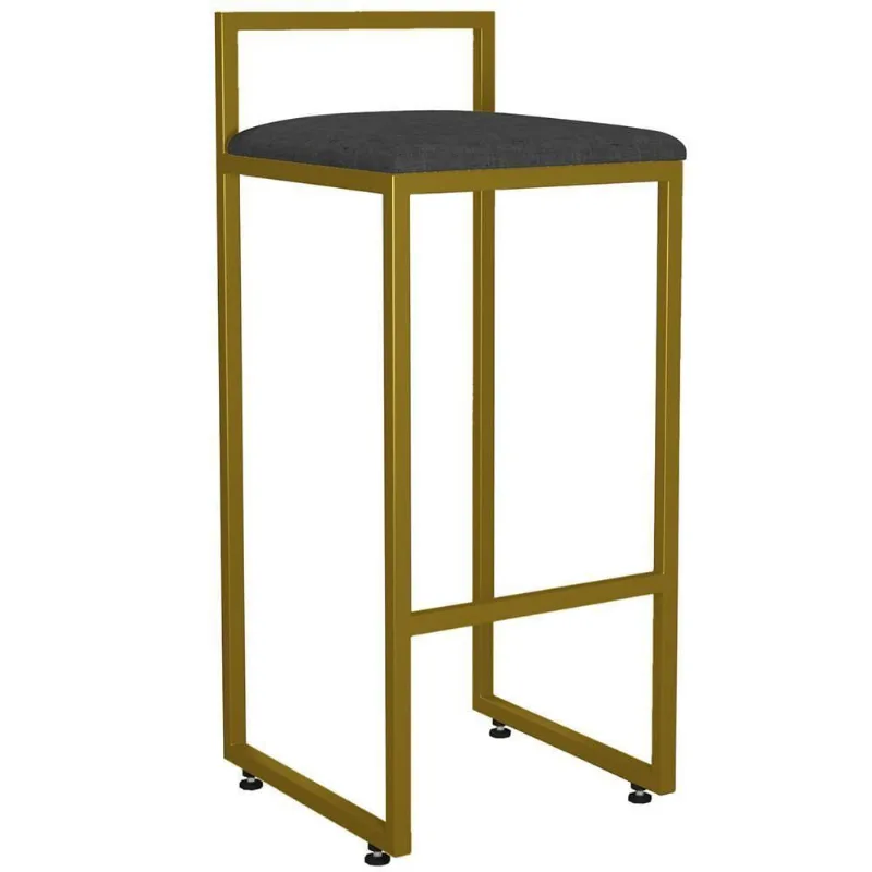 Banqueta Alta Cozinha De Jantar Hanna L02 Dourado Chumbo