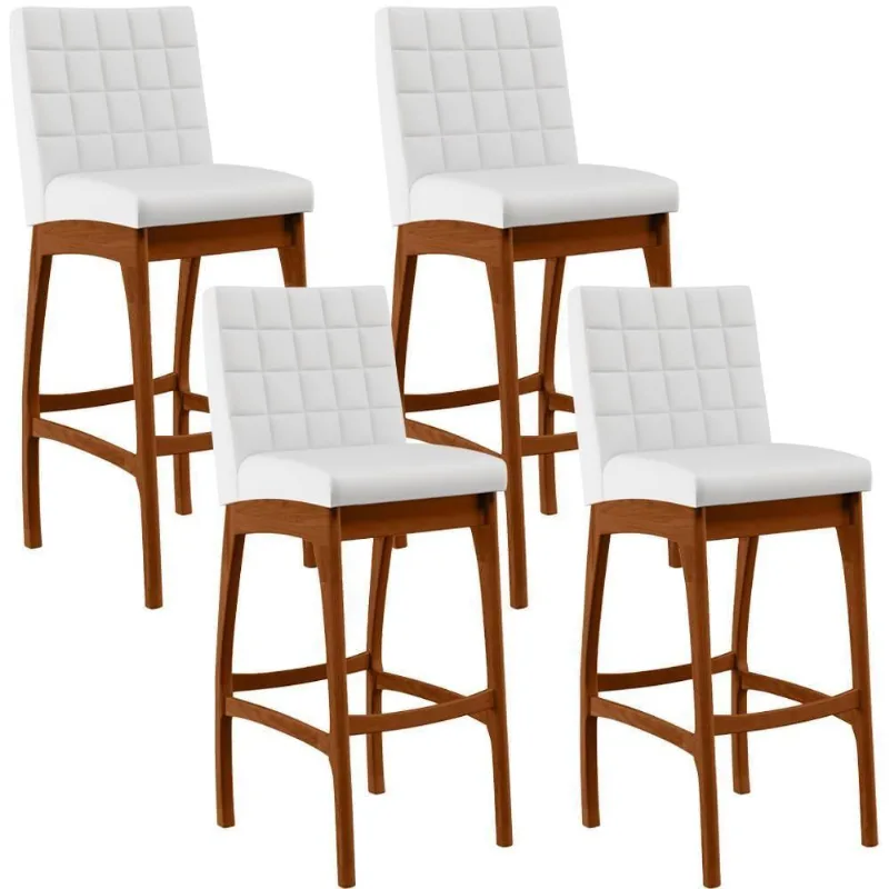 Kit 04 Banquetas Altas Cozinha Mila B04 Facto Branco Fosco - Lyam Decor