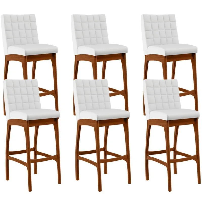 Kit 06 Banquetas Altas Mila Facto Branco Fosco - Lyam Decor