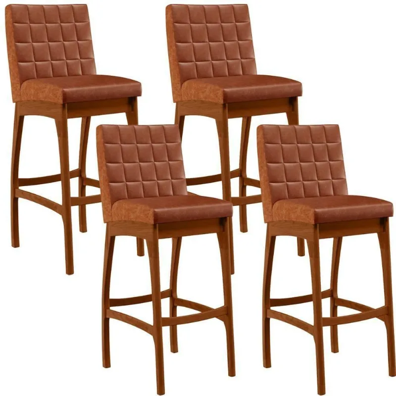 Kit 04 Banquetas Altas Cozinha Mila B04 Camel - Lyam Decor