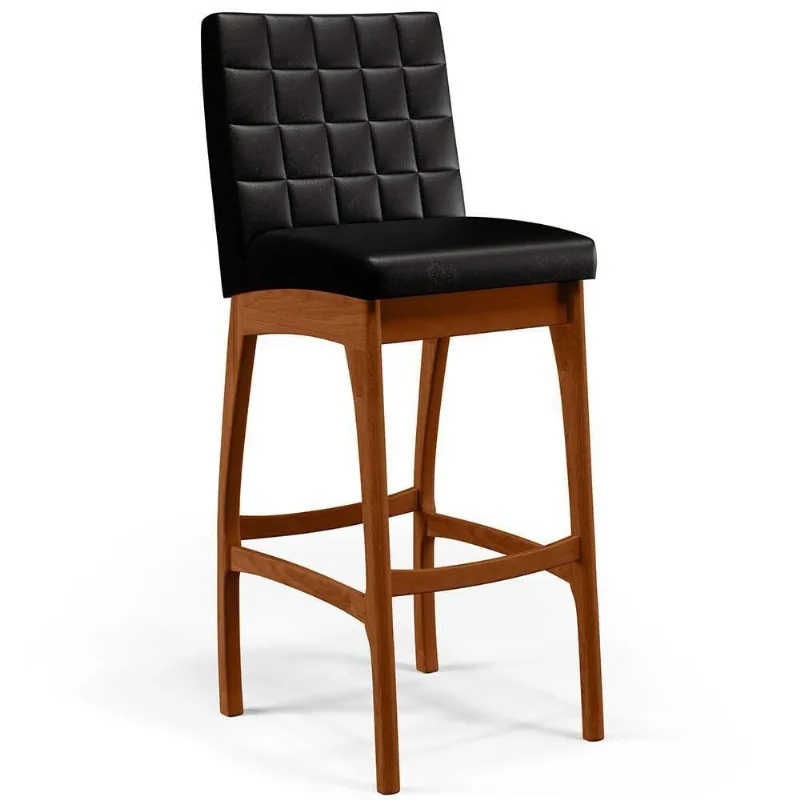 Banqueta Alta Cozinha De Jantar Fixa Mila B04 Preto - Lyam Decor