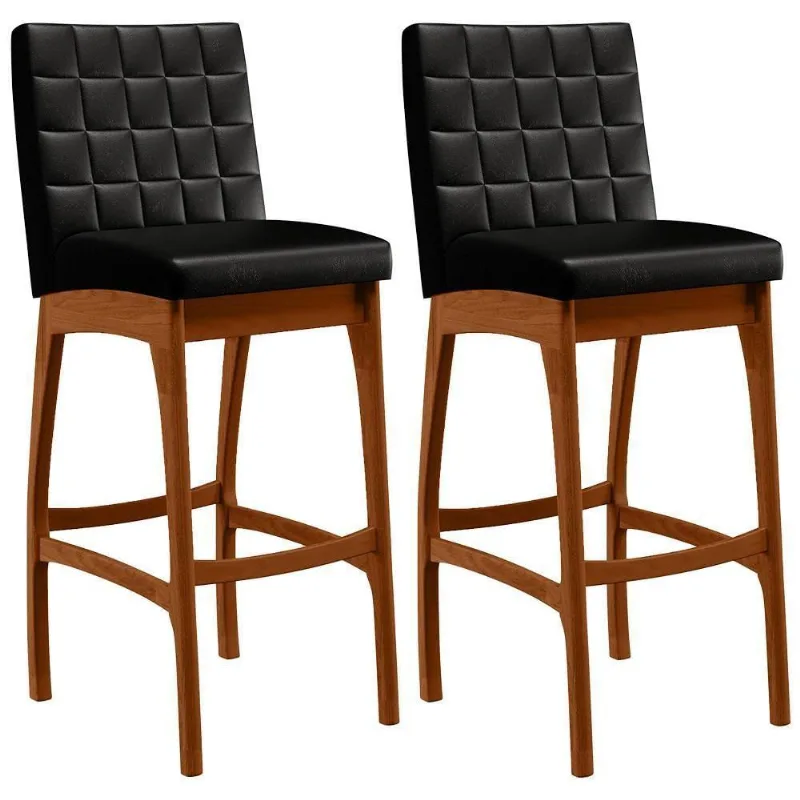 Kit 02 Banquetas Altas Cozinha Mila B04 Preto - Lyam Decor