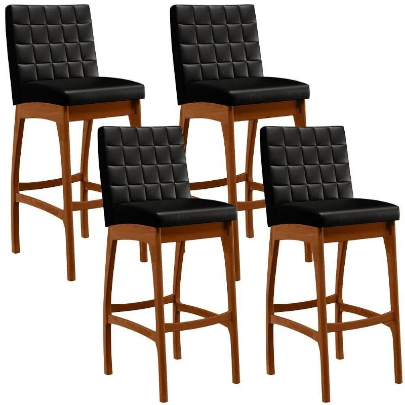 Kit 04 Banquetas Altas Cozinha Mila B04 Preto - Lyam Decor