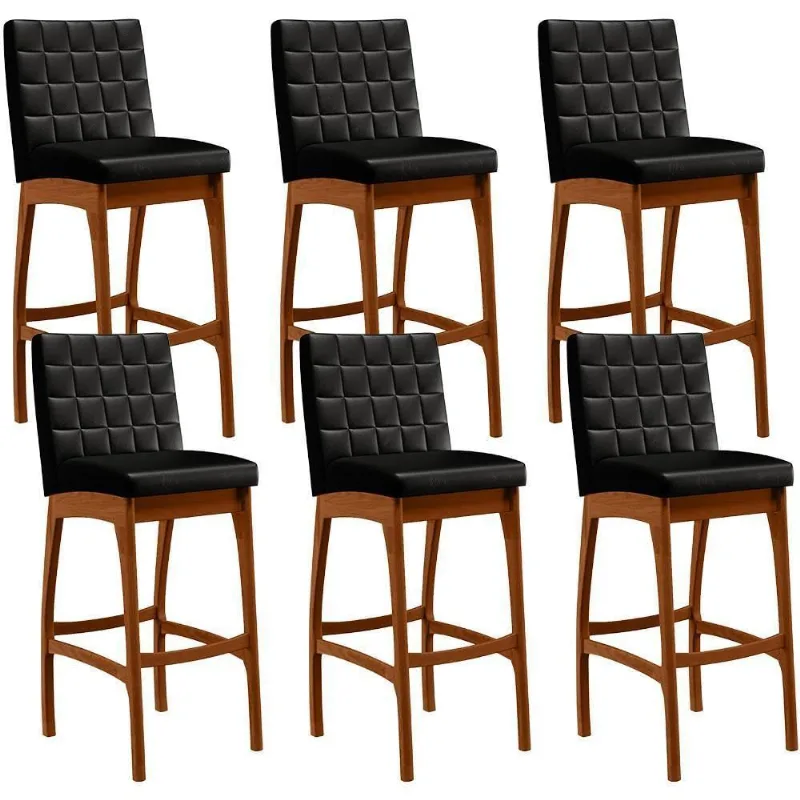 Kit 06 Banquetas Altas Mila Preto - Lyam Decor