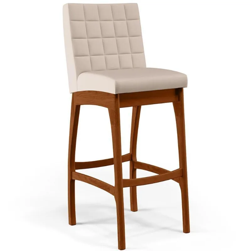 Banqueta Alta Cozinha De Jantar Fixa Mila B04 Suede Bege - Lyam Decor