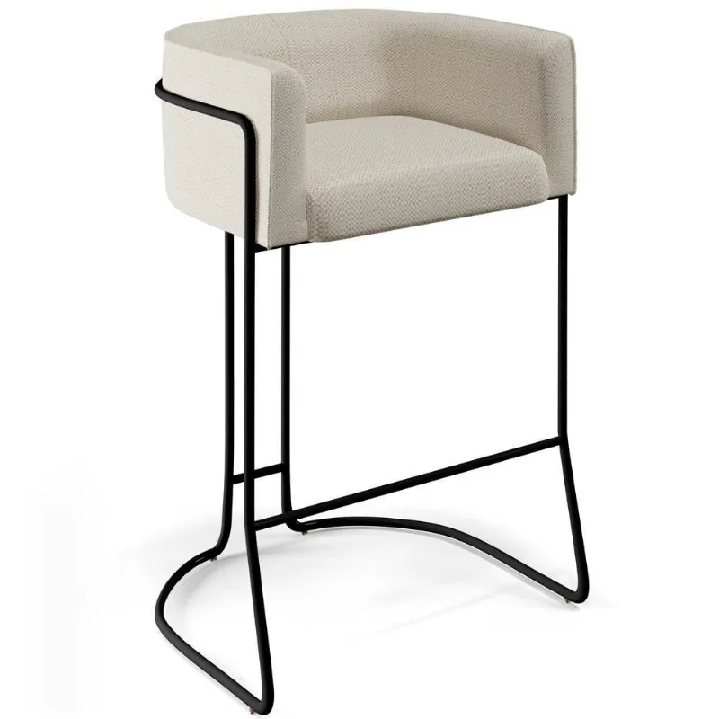 Banqueta Fixa Base De Aço Preto Betina D02 Champagne A-49 - Lyam Decor