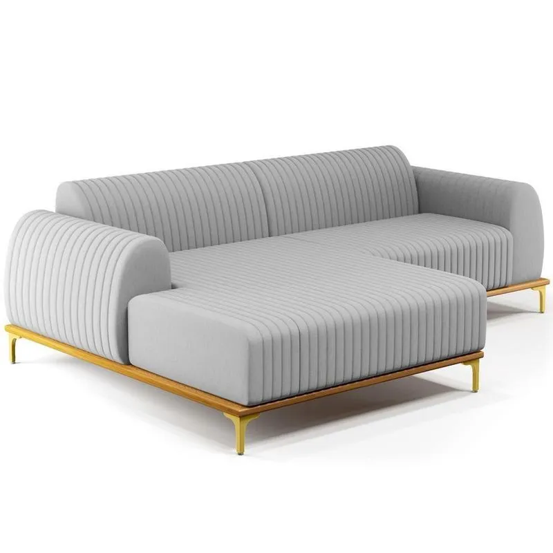 Sofá 5 Lugares Com Chaise Esquerdo 300cm Cinza