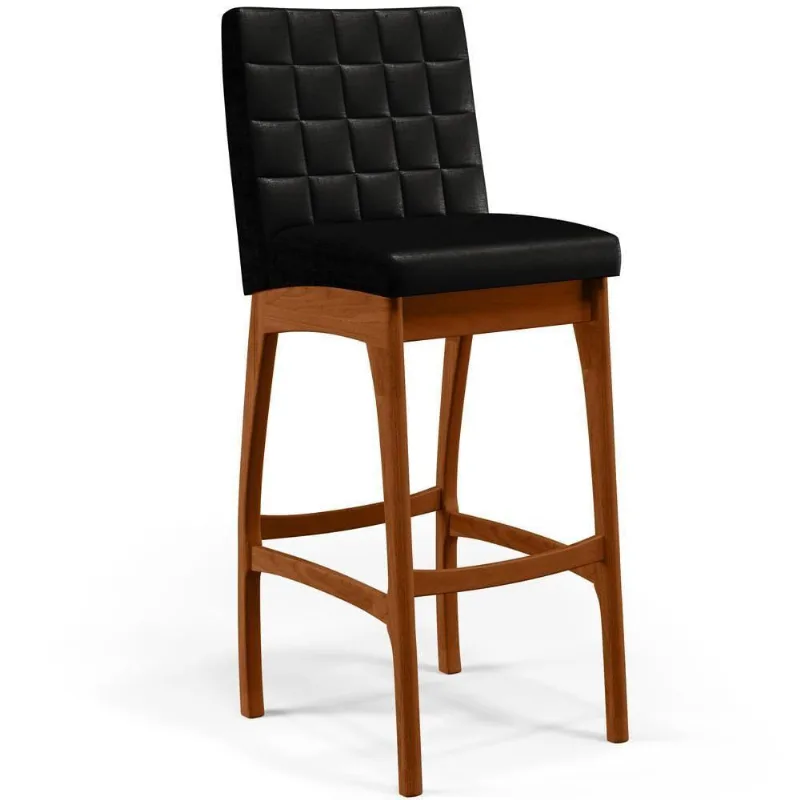 Banqueta Alta Cozinha Mila L02 Facto Preto Metalizado - Lyam Decor