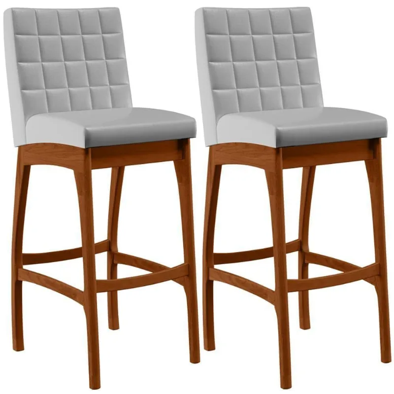 Kit 02 Banquetas Altas Cozinha Mila L02 Facto Cinza - Lyam Decor