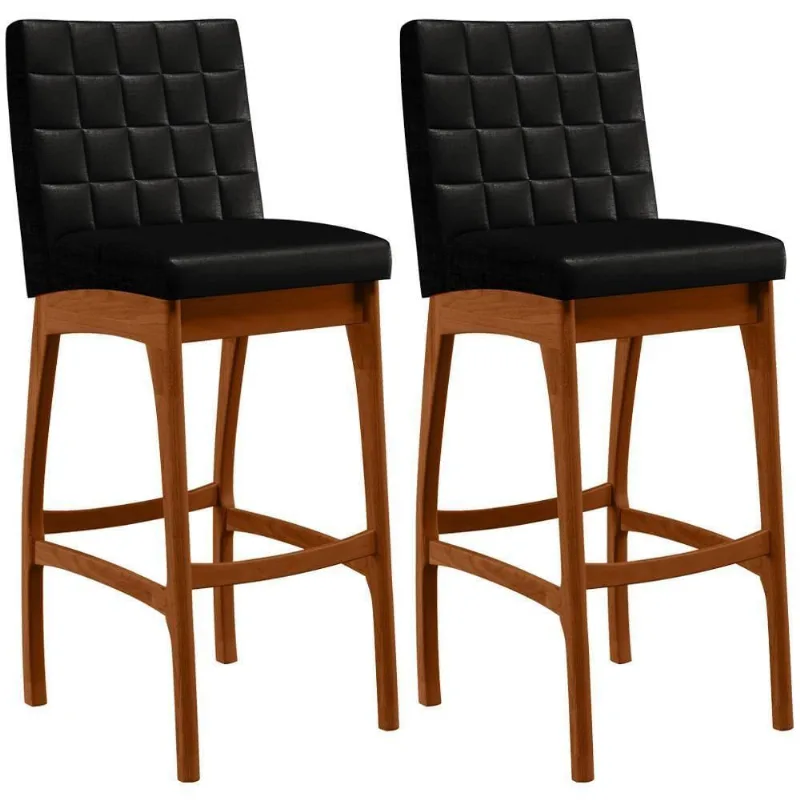 Kit 02 Banquetas Altas Cozinha Mila L02 Facto Preto - Lyam Decor