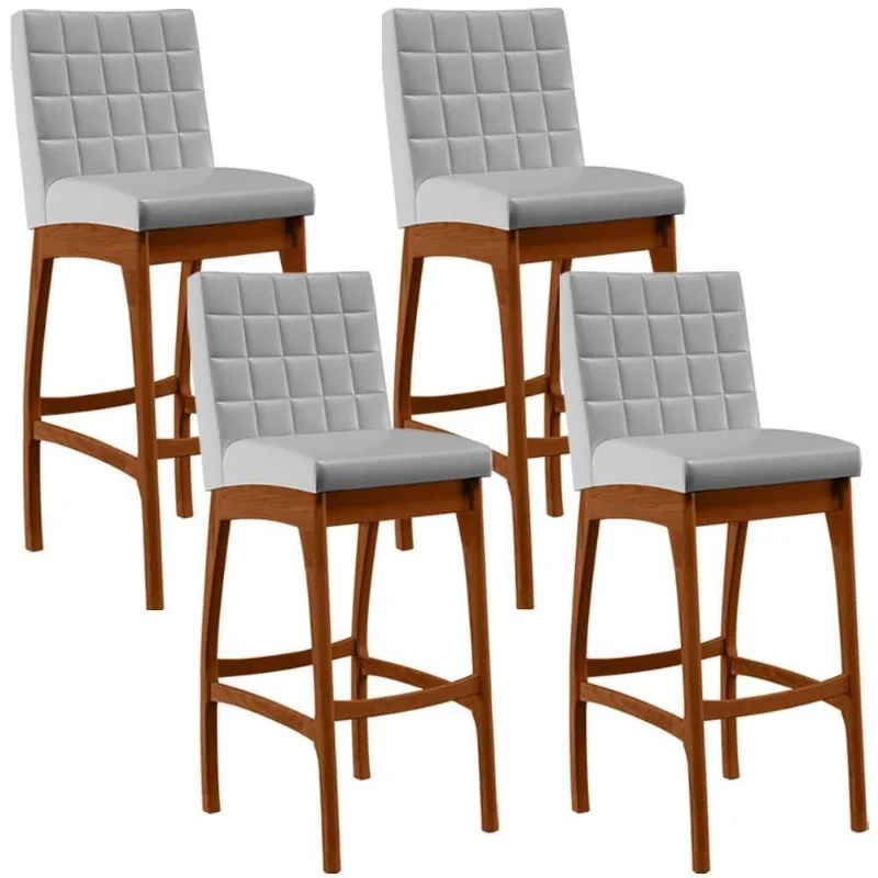 Kit 04 Banquetas Altas Mila Facto Cinza - Lyam Decor