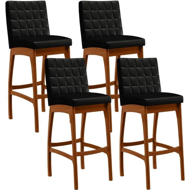 Kit 04 Banquetas Altas Cozinha Mila L02 Facto Preto - Lyam Decor