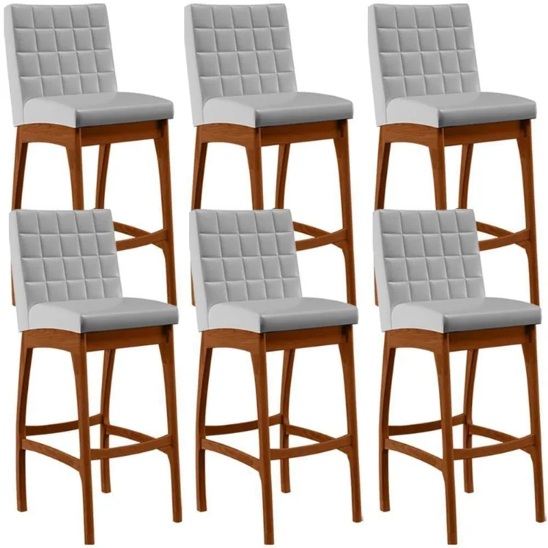 Kit 06 Banquetas Altas Mila Facto Cinza - Lyam Decor